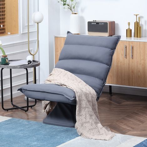 Fauteuil pivotant à dossier inclinable, aspect cuir, structure en acier, gris, 62 x 70 x 95 cm (1/5)