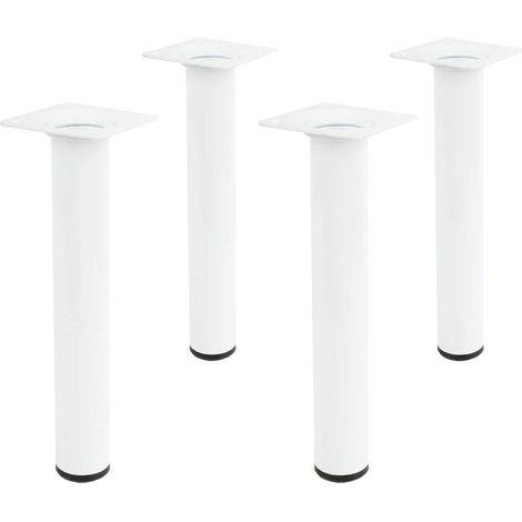 Lot de 4 Pieds Ronds pour Meuble - 30X200 cm - Acier - pour Tables Basses, Tables de Nuit, Commodes... - Embout Anti-Rayures - Résistants - Noir
