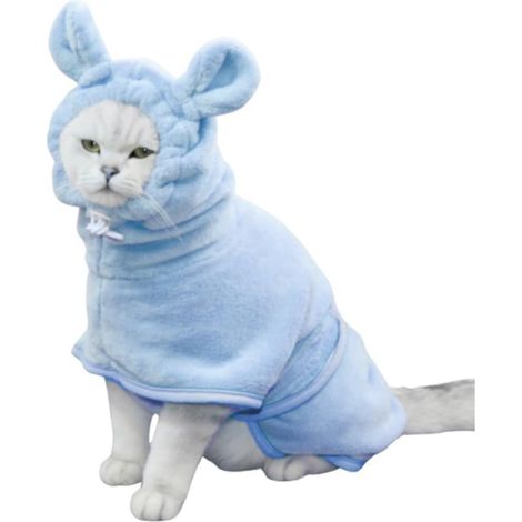 Peignoir pour chien, manteau en microfibre super absorbant à séchage rapide, serviette de bain à capuche pour chiots, petits chiens, chiens moyens et grands, chats (bleu, XS) (1/5)