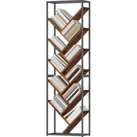 10 Shelf IndustrialStyle Bookshelf  Black/Brown (1/5)