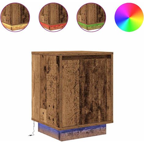 Maison Exclusive - Nachttisch mit LED-Leuchten Altholz-Optik 38x3