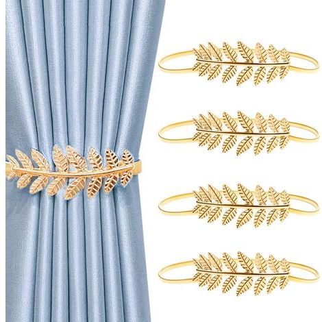 Lot de 4 attaches de rideaux attaches de rideaux en métal attaches de rideaux accessoires boucles de rideaux (doré) (1/3)