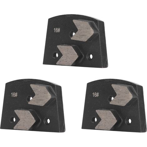 Set aus 3 schwarzen trapezförmigen Diamantschleifscheiben mit 2 pfeilförmigen Zähnen, Betonpolierscheibe, Körnung 16 (1/5)