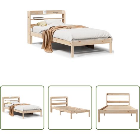 Tête de lit sur pied - Cadre de lit sans matelas 75x190 cm bois de pin massif (1/5)