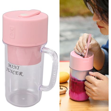 Tragbarer Zitrusentsafterbecher für Studenten/Zuhause, wiederaufladbarer elektrischer Zitrusentsafter, multifunktionaler Saftbecher mit großem Fassungsvermögen, Reisebecher, rosa. (1/5)