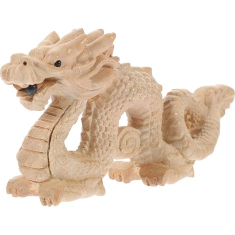 Luxshiny Ornement Dragon Chinois en Bois Sculpté À La Main 10 Cm Décoration Feng Shui pour Maison Bureau Richesse Et Prospérité (1/4)