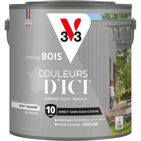 Peinture bois extérieur Couleurs d'Ici® V33 Gris soyeux Velours 2L
