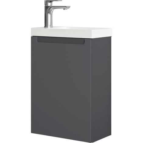Waschtischunterschrank Bernstein VIREO 40 cm mit Waschbecken Weiß - Badmöbelfarbe Anthrazit matt