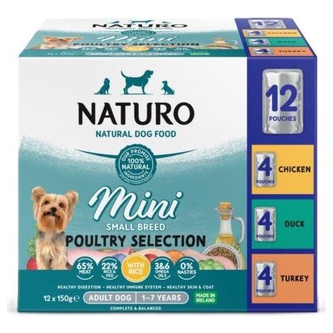 Naturo Mini  Hundebeutel 150 g – Erwachsenen-Sortiment 12 x 150 g