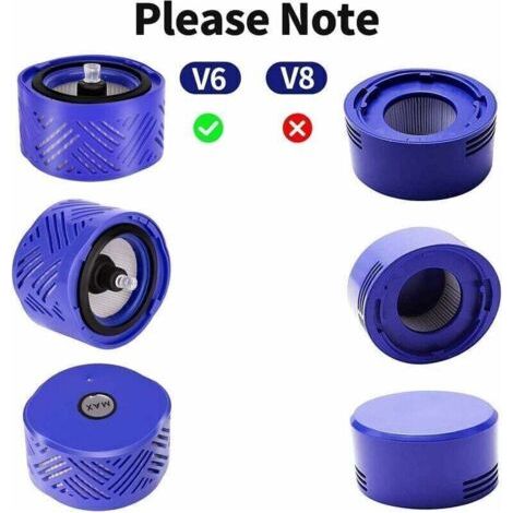 NALOOKAMIC Filtre d'aspirateur de rechange, pour Dyson V6, V6 Motorhead, V6 Absolute et V6 Animal, 3 pièces post HEPA-filtre et 3 pièces Pre-filtre, remplace la partie 965661-01 et 966741-01(v6)
