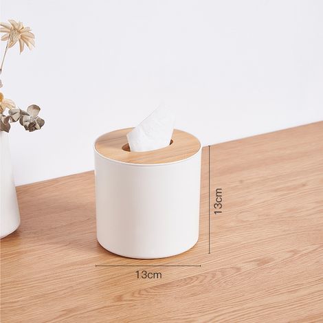 Porta-rouleaux de toilette avec couvercle en bambou, porte-serviettes en papier rond décoratif, couvercle pour porte-papier de toilette (1/5)