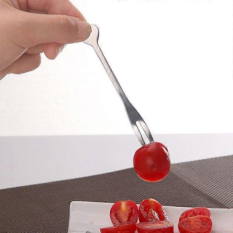 12 petites fourchettes à fruits en acier inoxydable de 10,8 cm (4,25 pouces) à 2 dents (1/5)