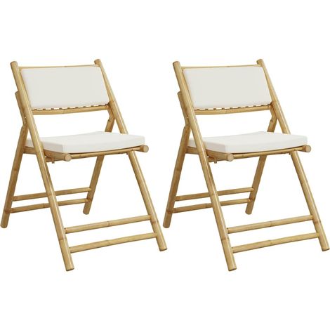 Lot de 2 Chaise de jardin,Chaises de bistro pliantes et coussins blanc crème CFW2093792 (1/5)