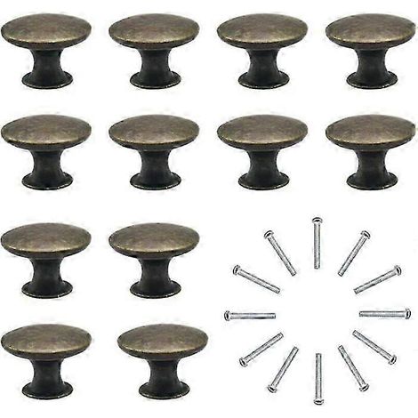 Lot de 12 boutons de porte/tiroir vintage de 30 mm en laiton antique pour meubles de cuisine, commodes et armoires. (1/5)
