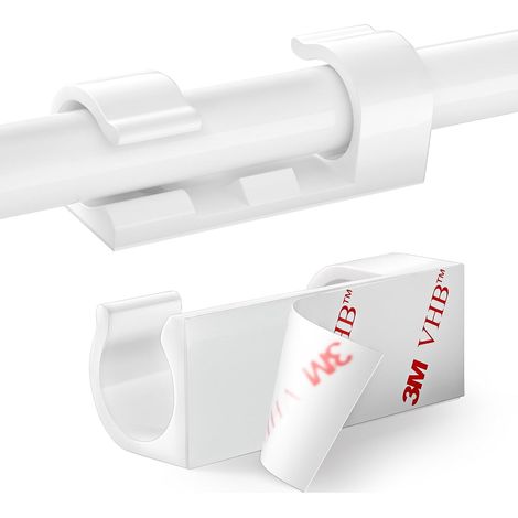 Lot de 60 clips de câble transparents auto-adhésifs pour la maison et le bureau, blanc (1/5)