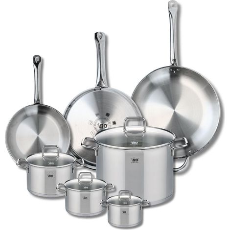 Ensemble de 3 Poêles de cuisson 24, 28 et 32 cm et 4 faitouts 12, 14, 16 et 26 cm Elo Profi Citrin (1/5)
