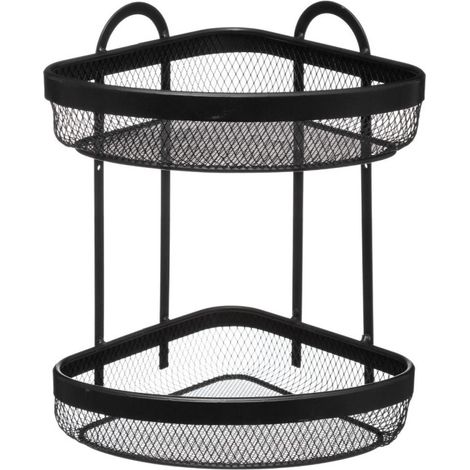 Étagère d'Angle 2 Niveaux "Mayaj" 33cm Noir (1/2)