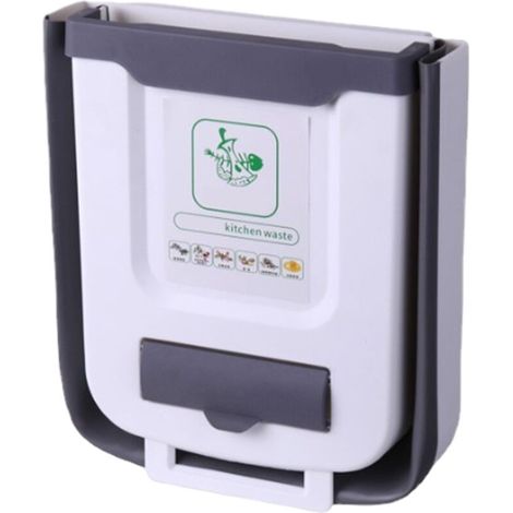 Bardusch-Poubelle de cuisine avec couvercle, bac à compost de cuisine, petite poubelle de comptoir pliable et suspendue, poubelles de 2,4 gallons pour cuisine/sous évier/camping-car/placard/salle de b (1/5)