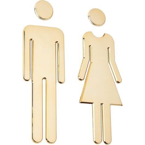 Self Adhesive Restroom Door Sign (Gold) for Ladies and Gentlemen, Bathroom Door Signs for Home, Hotel, Office, Shop, Parking Lot, Restaurant (1/5)
