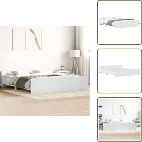 Letto con pediera - vidaXL Giroletto con Testiera e Pediera Bianco 160x200 cm - Letto con doghe