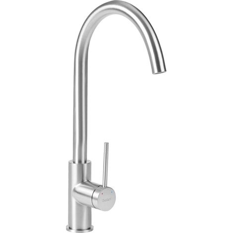 Rubinetto da Cucina Monoforo con Cartuccia in Ceramica Aeratore Acciaio Inossidabile Spazzolato Argento Konashen (1/4)