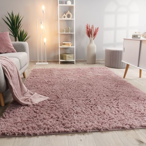 Paco Home Tappeto Salotto Pelo Lungo Shaggy Pelliccia Finta Morbido Rosa 120x160 cm