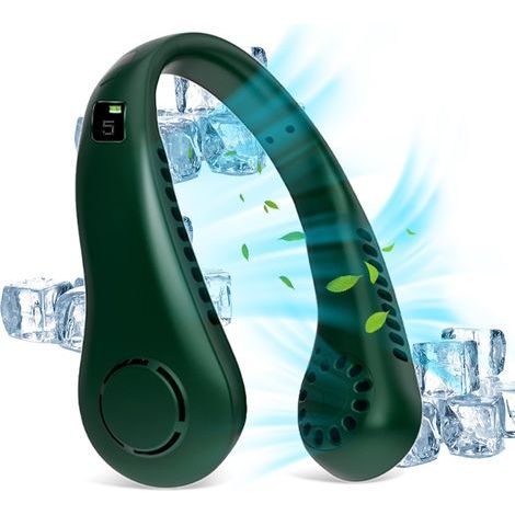 Ventilateur portable sans pales à 5 vitesses, affichage numérique, à suspendre autour du cou, grande capacité 2600 mAh, climatiseur paresseux USB, petit ventilateur portatif (1/5)