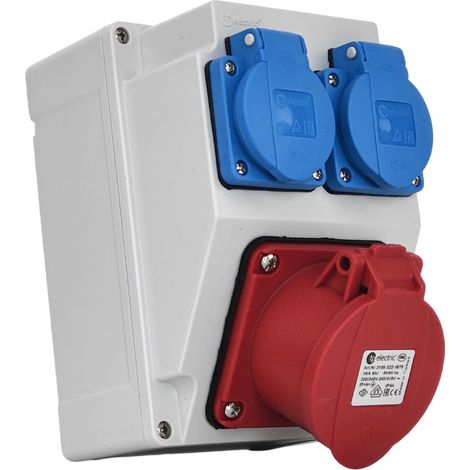 Boîtier de tableau de distribution vide sans câblage avec prises 16A 400V 2x 230V Schuko VDE TpE 0486 (1/5)
