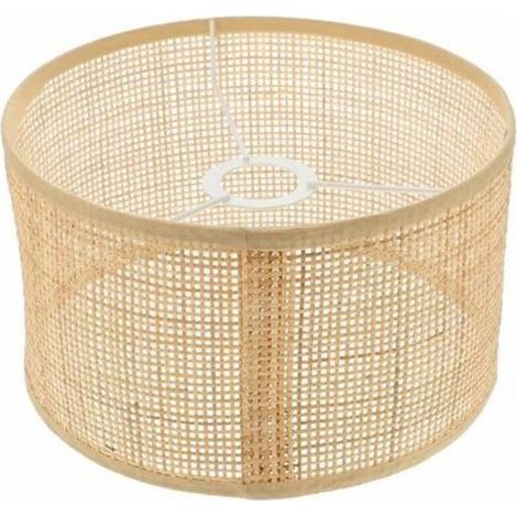 Abat-Jour en Osier Rotin Tissé pour Plafonnier Lampe de Table Mur et Étage avec Clip Ampoule (1/4)
