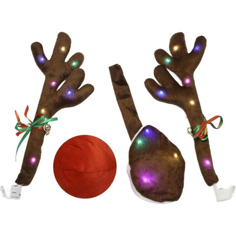 Kit Décorations Noël Voiture avec Bois de Renne et Lumières LED (1/4)