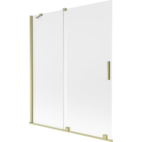 Mexen Velar mampara de ducha 2 hojas correderas 140 x 150 cm, escarcha, dorado cepillado - 896-140-000-31-55 (1/2)