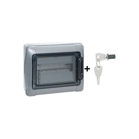 Legrand - Plexou00b3 - Coffret u00e9tanche + Serrure - 1 Rangu00e9e 12 Modules - IP65/IK09 - Ref. : 001921+001966 (1/2)