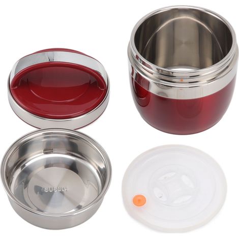 1,2-Liter-Thermo-Lunchbox-Set (Bento-Box) aus Edelstahl 304 für Kinder, Jugendliche und Erwachsene, isolierte Lunchbox, rot (1/5)