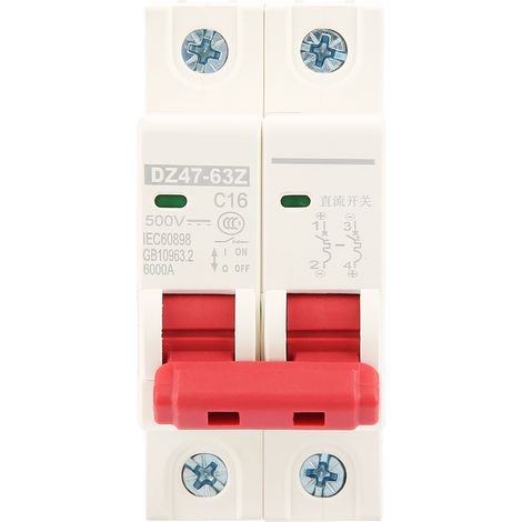 Disjoncteur miniature 2P CC 500 V 16 A, disjoncteur de sécurité MCB DZ47-63Z-2P
