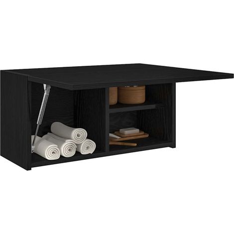 Meuble de salle de bain mural, 60 x 25 x 30 cm, en bois composite, couleur noire, pour un usage domestique et un rangement pratique.-AquaForge (1/5)
