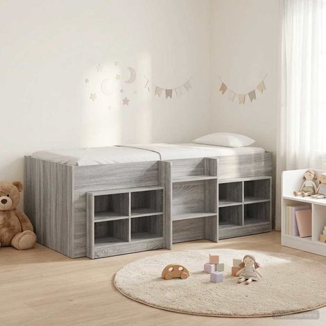 vidaXL Struttura Letto Loft con Mobile 3 pz Sonoma grigio (1/5)