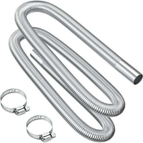 Auspuffrohr, 200 cm tragbares, flexibles Edelstahl-Auspuffrohr mit 2 Edelstahlklemmen, Auto-Auspuffrohr (25 mm) für Dieselheizung