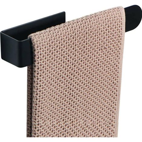 Schwarzer Handtuchhalter, selbstklebender Handtuchhalter aus Edelstahl für Bad und Küche, kein Bohren erforderlich (37 cm) (1/5)