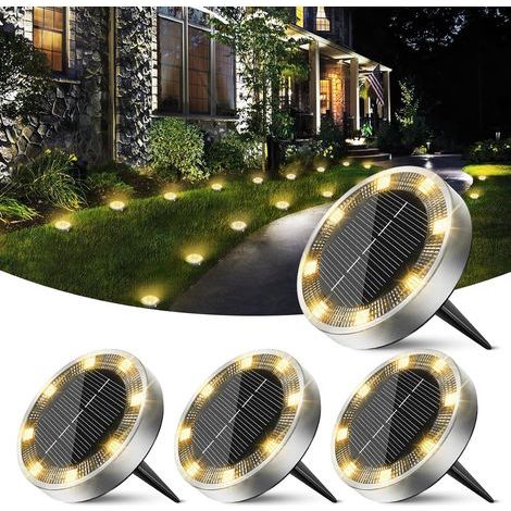 Solar-powered in-ground outdoor lights – Pack of 4, 8 LEDs, IP65 waterproof, stainless steel and ABS, 20 mm (1/5)
