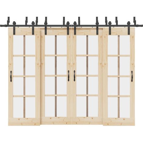 Schiebetürbeschlag-Set 305 cm Stahl Schwarz