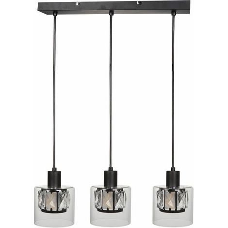 Suspension Elmo Reality noire 3 globes verre E14 40W (1/3)