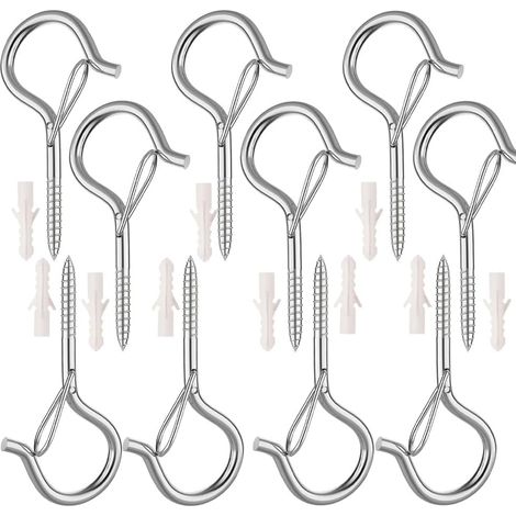 Lot de 10 crochets à vis,crochets de plafond,très résistants, avec sécurité, vis à crochet pour plantes suspendues,décoration de Noël, filet pour chat (1/5)