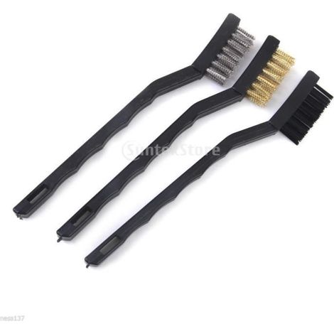 Jeu de 3 mini-brosses métalliques assorties pour travaux de nettoyage polissage (1/2)