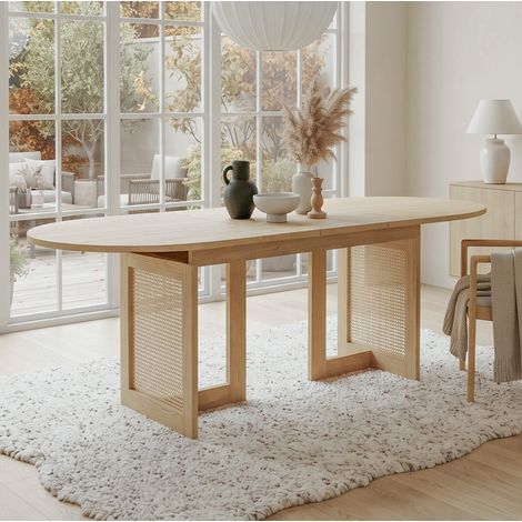 Tavolo allungabile MDF rovere con dettagli rattan OKMYHOME (1/5)