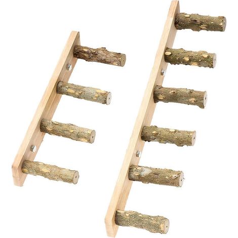 Lot de 2 échelles en bois à 4/6 marches pour oiseaux et perroquets interactifs (1/5)
