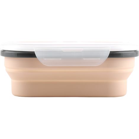 Faltbare Lunchbox aus lebensmittelechtem Silikon, tragbarer rechteckiger Lebensmittelbehälter (Aprikose) (1/5)