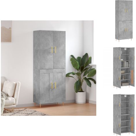 Sideboards - Living Highboard Betongrau 69,5x34x180 cm Holzwerkstoff (1/5)