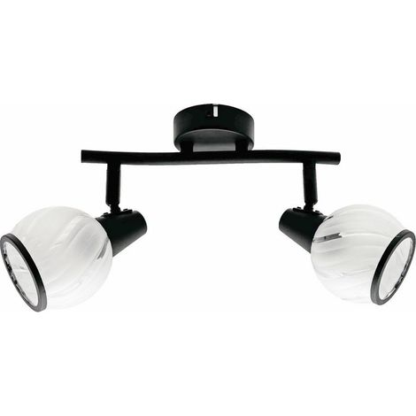 Plafonnier Megan noir double, 2xE14, verre Reality (1/3)