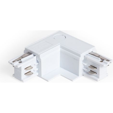 Conector 'Right Side' Tipo L para Carril Trifásico Empotrable Aluminio Blanco (1/4)