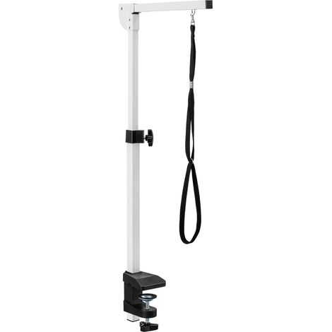 Fudajo Halterung für Schertisch Galgen, höhenverstellbar, mit Schlaufe, Schraubklemme 15-50mm, für Trimmtisch, Groomer Tisch